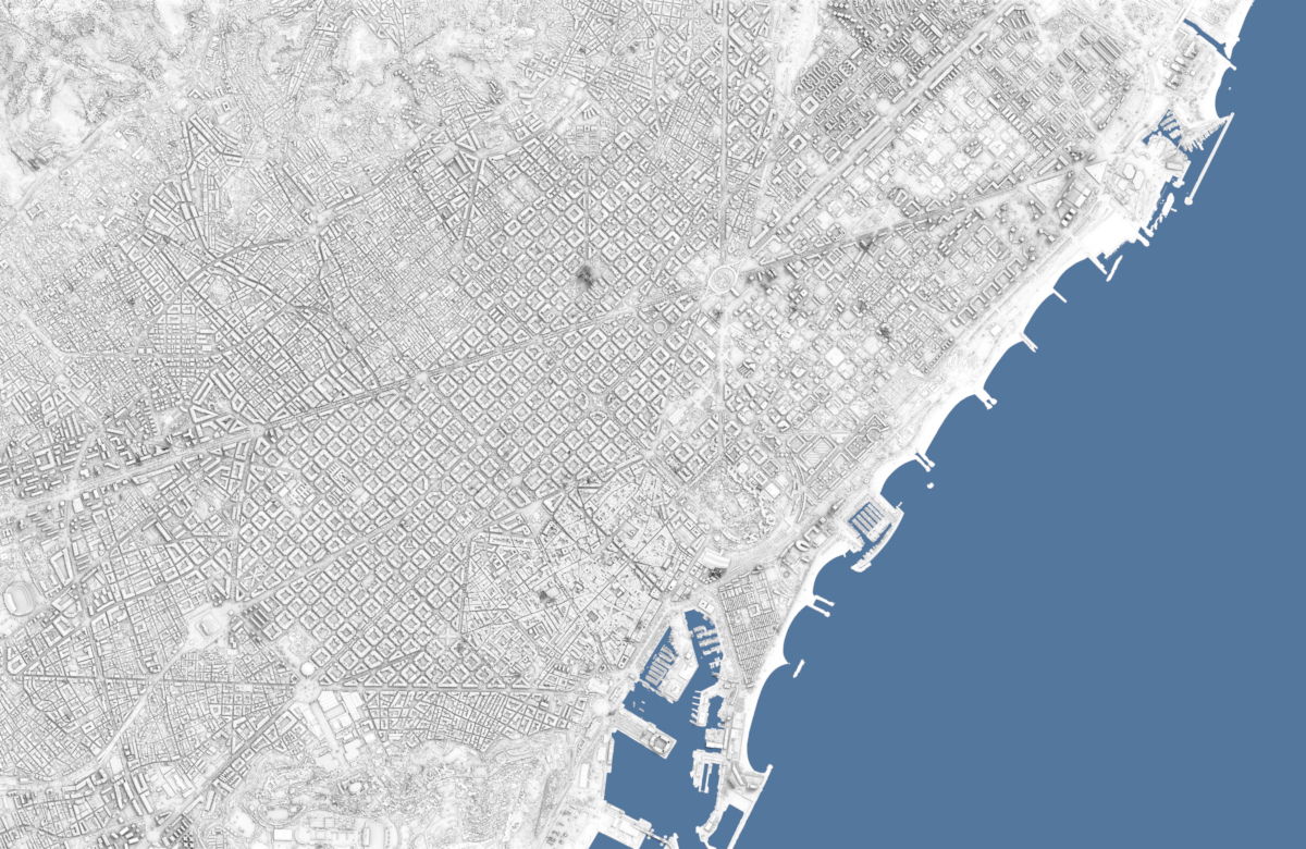 Preview of LIDAR Relief rendering of Barcelona - Orthographic