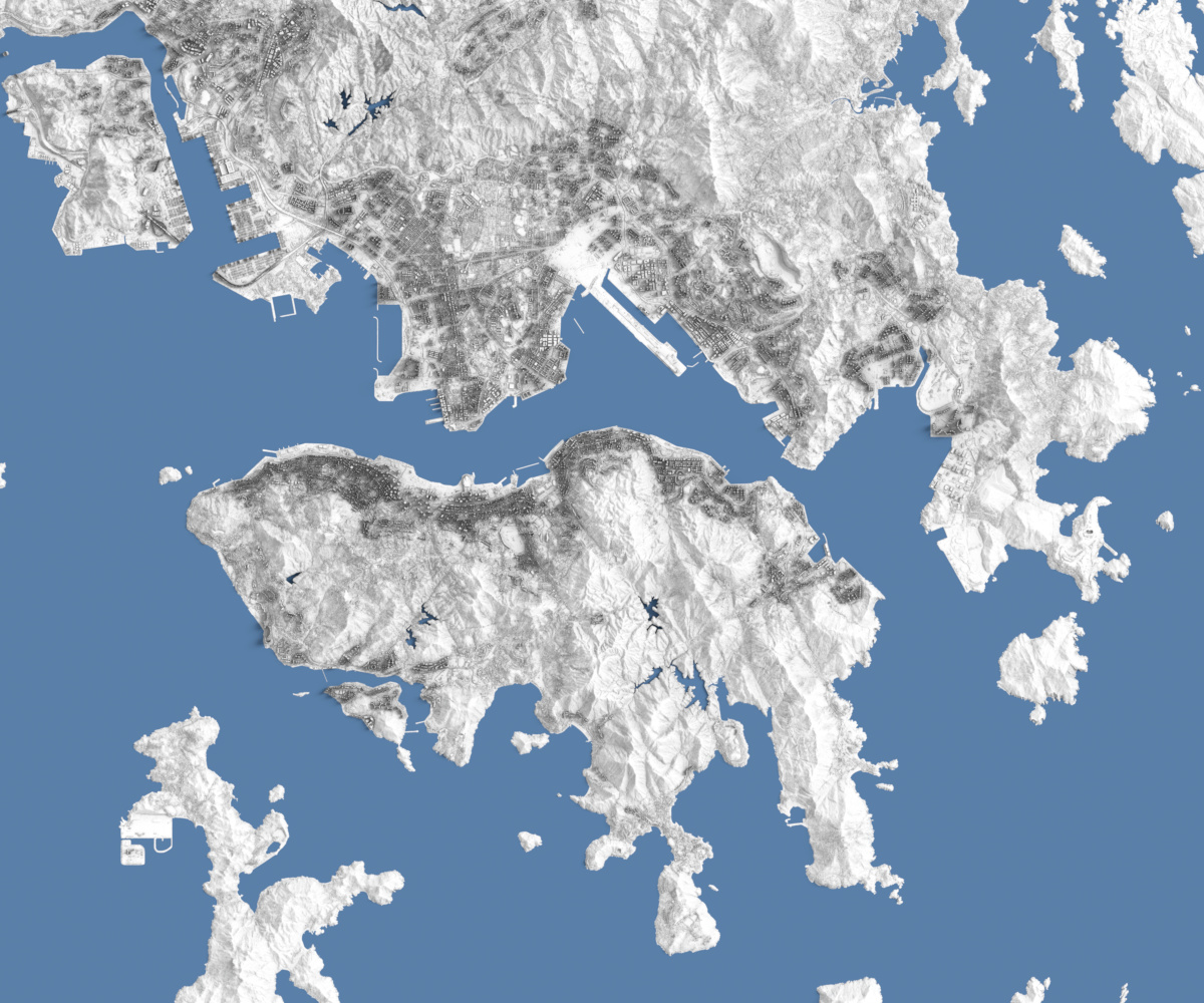 Preview of LIDAR Relief rendering of Hong Kong - Orthographic