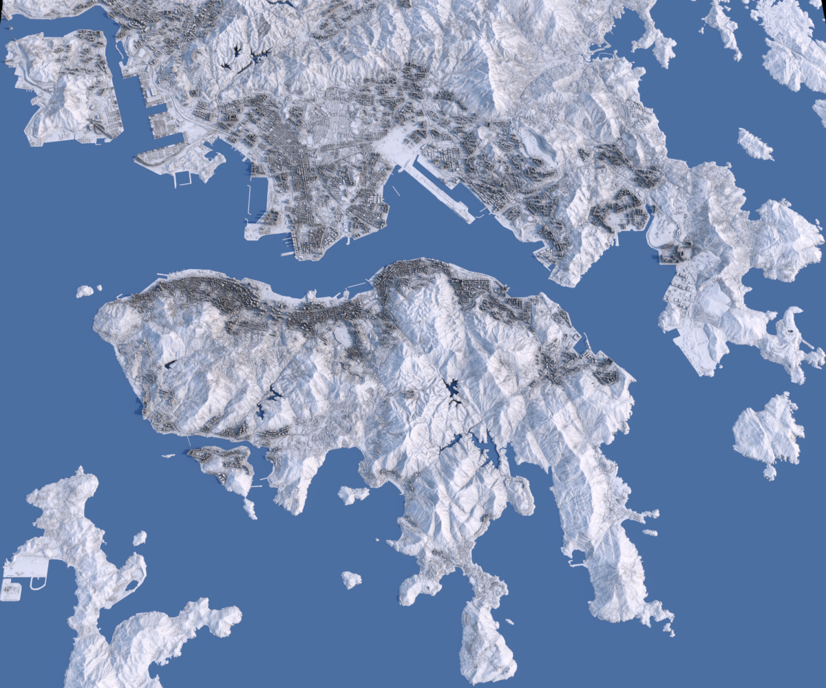 Preview of LIDAR Relief rendering of Hong Kong - Perspective