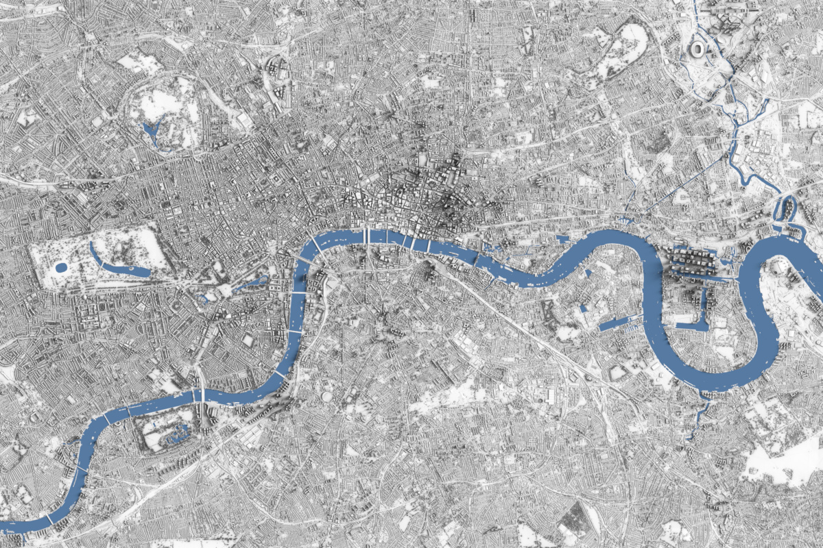 Preview of LIDAR Relief rendering of Central London - Orthographic