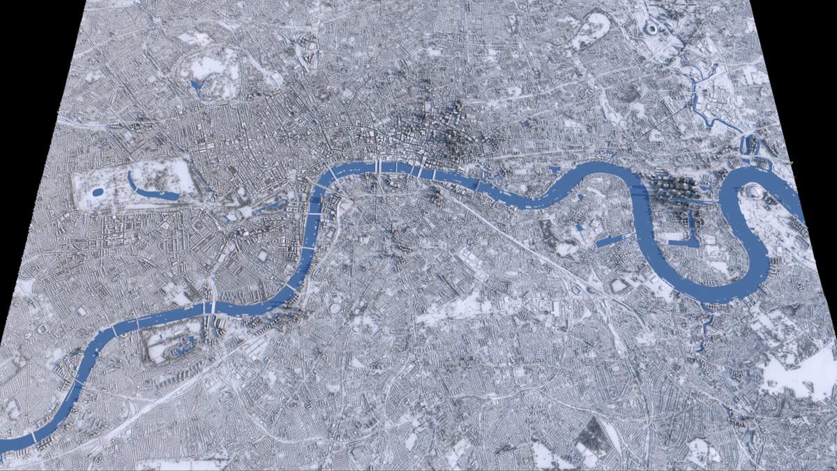 Preview of LIDAR Relief rendering of Central London - Perspective