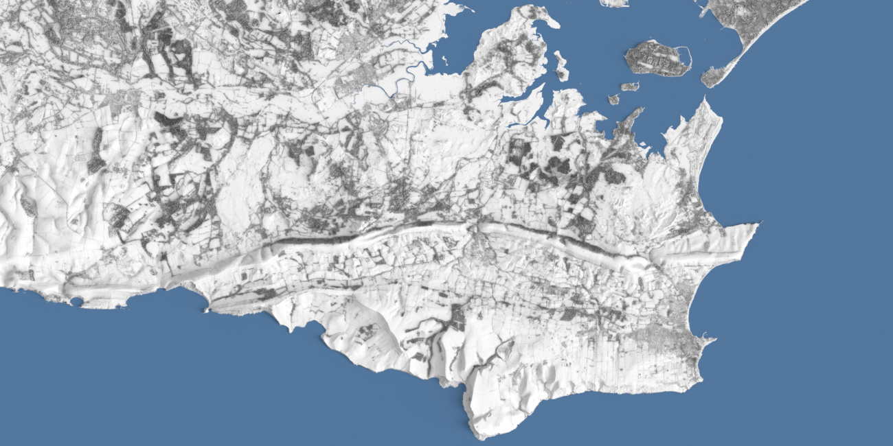 Preview of LIDAR Relief rendering of Isle of Purbeck - Orthographic