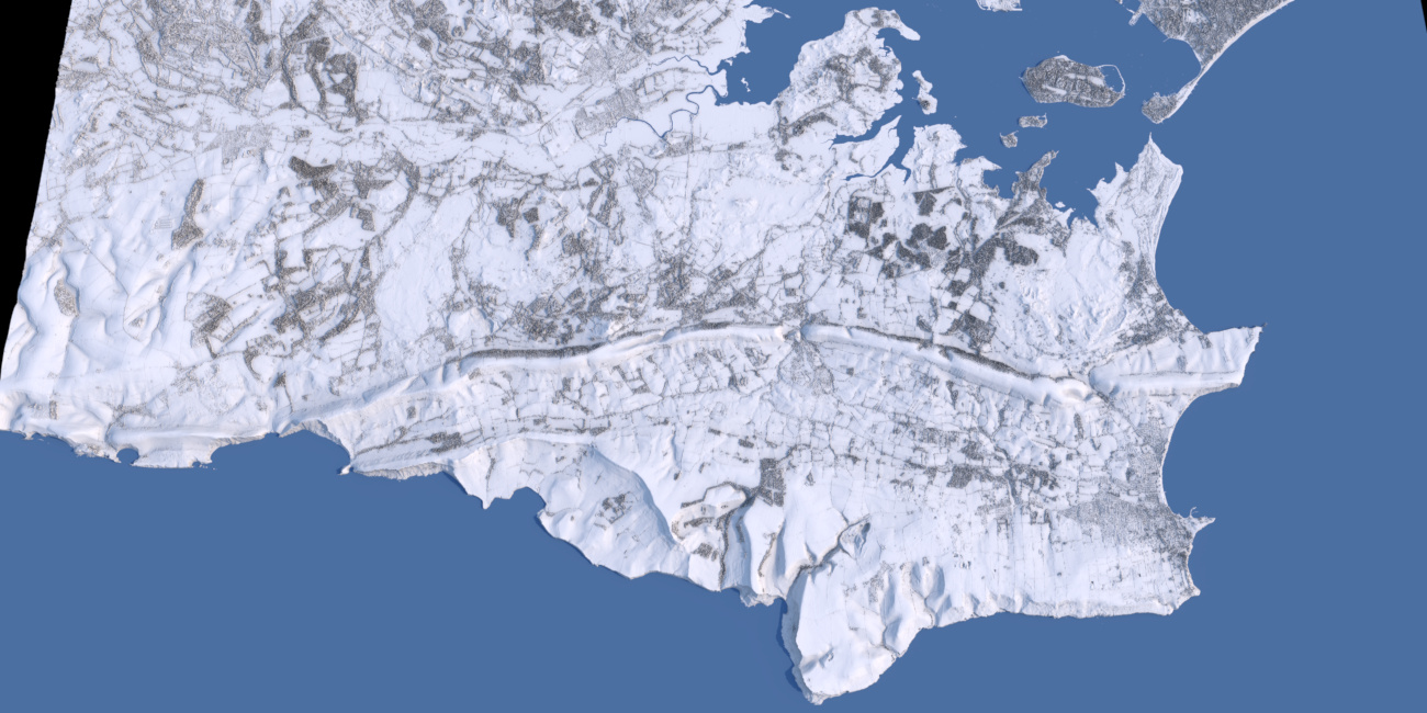 Preview of LIDAR Relief rendering of Isle of Purbeck - Perspective