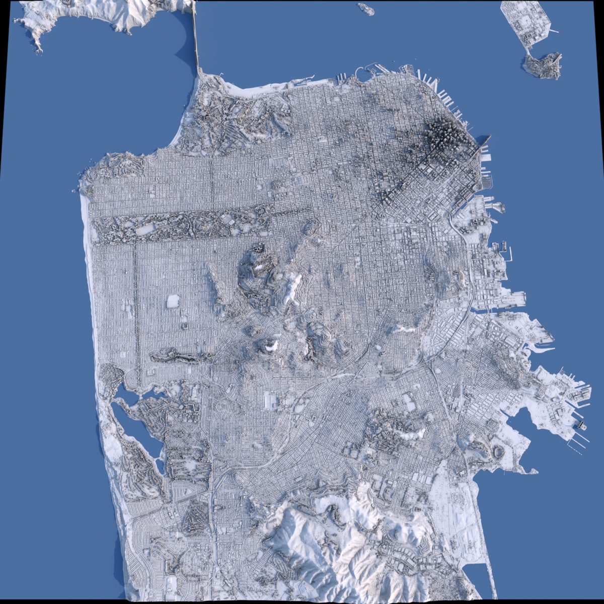 Preview of LIDAR Relief rendering of San Francisco - Perspective