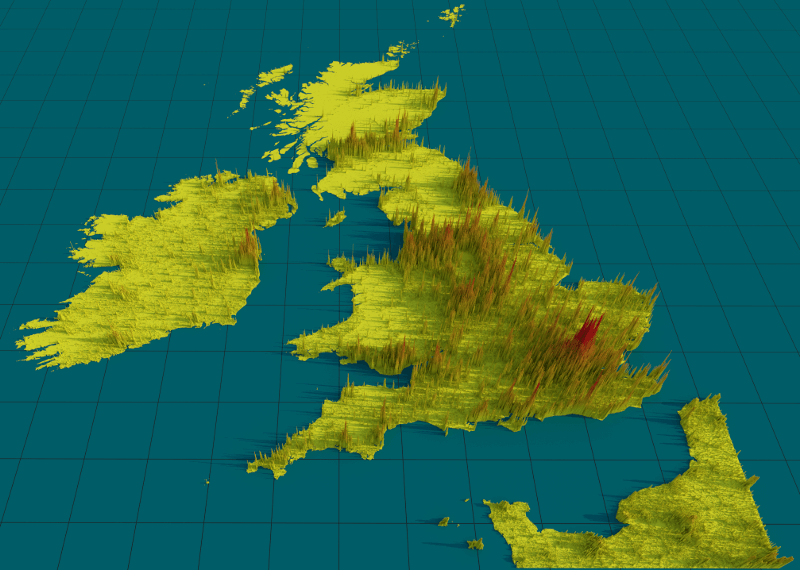 Population density map preview of British Isles