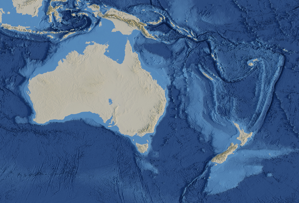 Preview of Shaded Relief rendering of the Australasia region